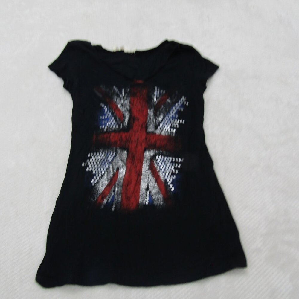 Girls T Shirt Medium Black Short Sleeve Casual